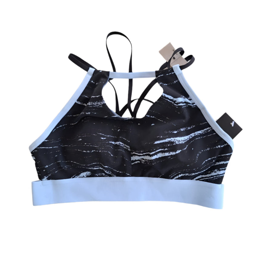 Adidas Marble Print Strappy Back Sports Bra