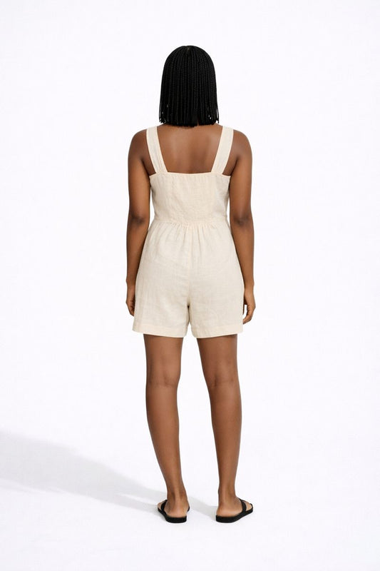 PIECES Linen Textured Utility Playsuit