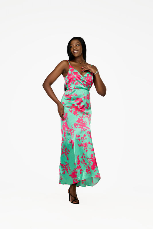ONLY  Floral Satin Halter Maxi Dress