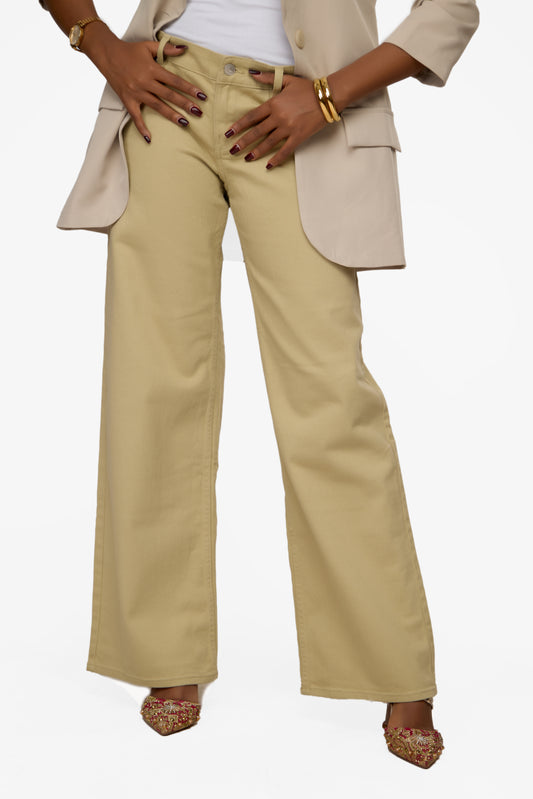 H&M Army Green Straight-Leg Jeans