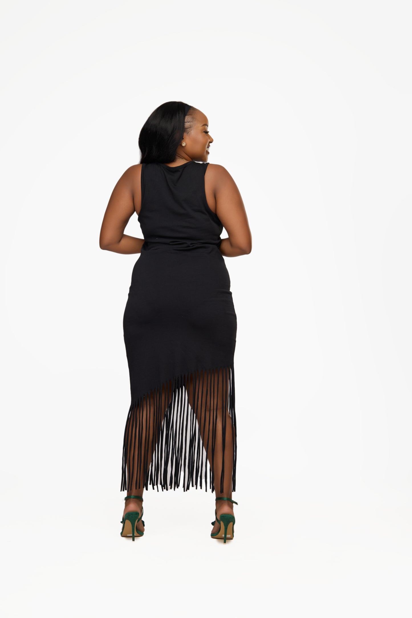 ONLY Asymmetrical Fringe Midi Dress