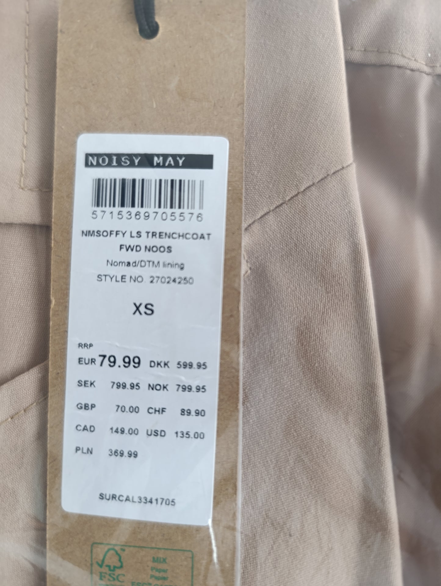 NOISY MAY Long Sleeve Trenchcoat