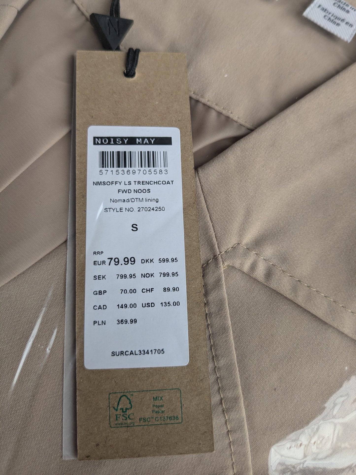 NOISY MAY Long Sleeve Trenchcoat