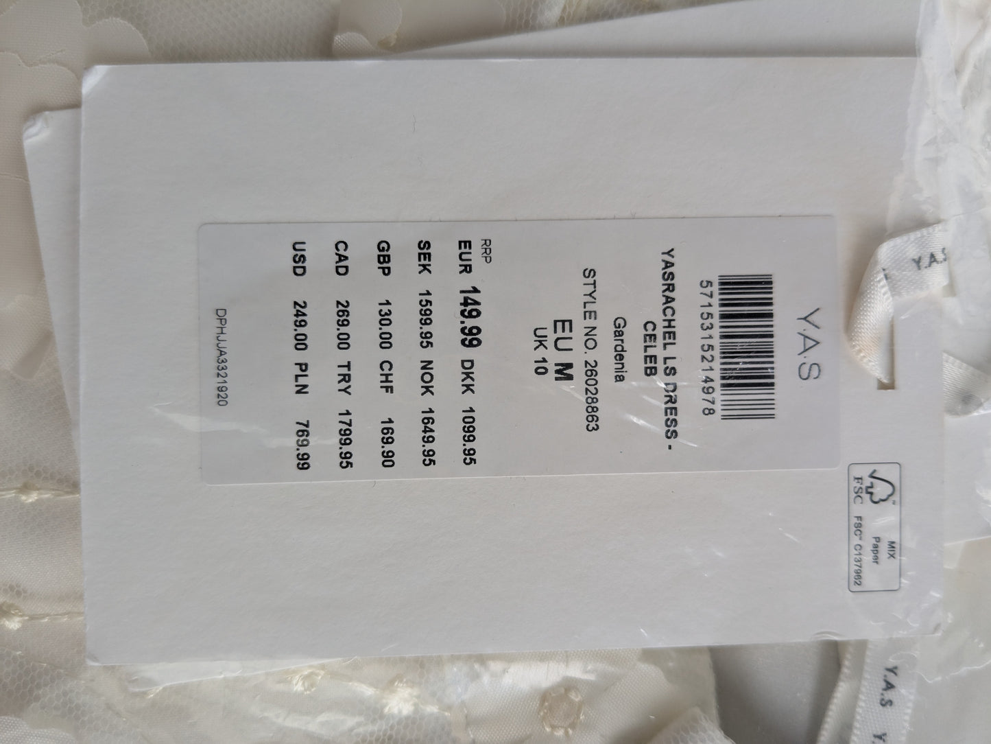 YAS Bridal 3D Floral Appliqué Sheer Sleeve Mini Dress