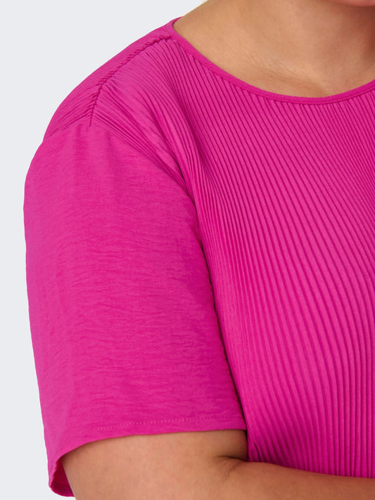 ONLY Round Neckline Textured Pleated Mini Dress