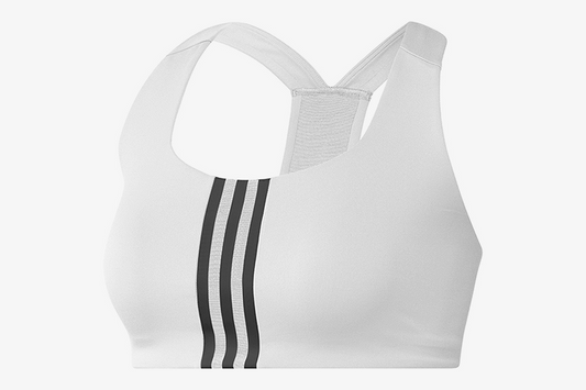 Adidas White 3-Stripe Racerback Support Sports Bra