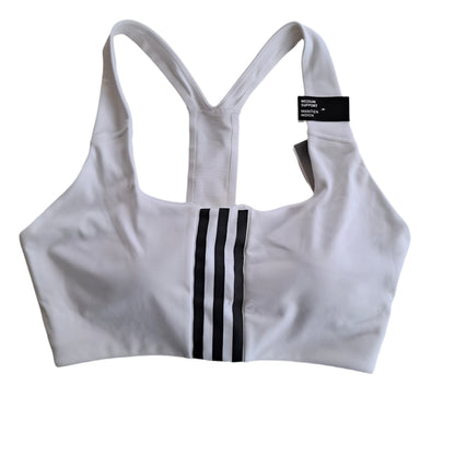 Adidas White 3-Stripe Racerback Support Sports Bra