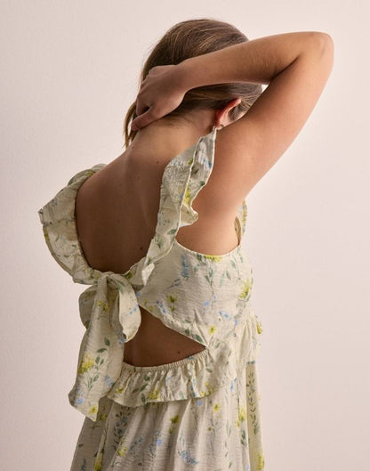 VERO MODA Floral Ruffle Tie-Back Maxi Dress