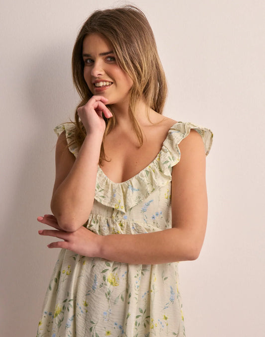 VERO MODA Floral Ruffle Tie-Back Maxi Dress