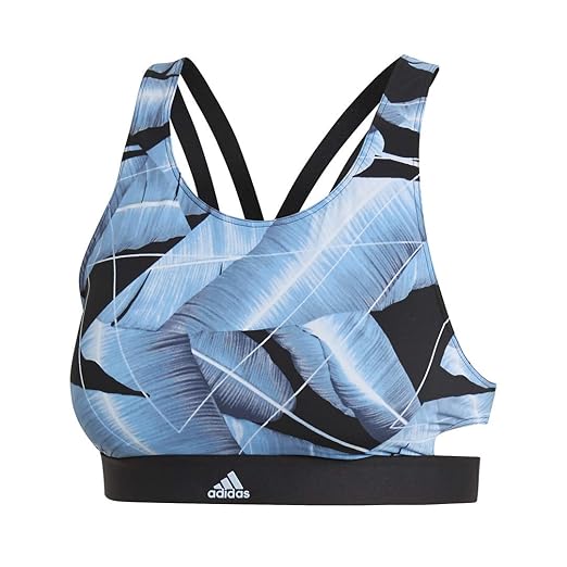 Adidas Blue Leaf Print Sports Bra