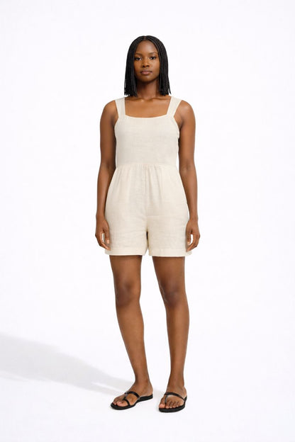 PIECES Linen Textured Utility Playsuit