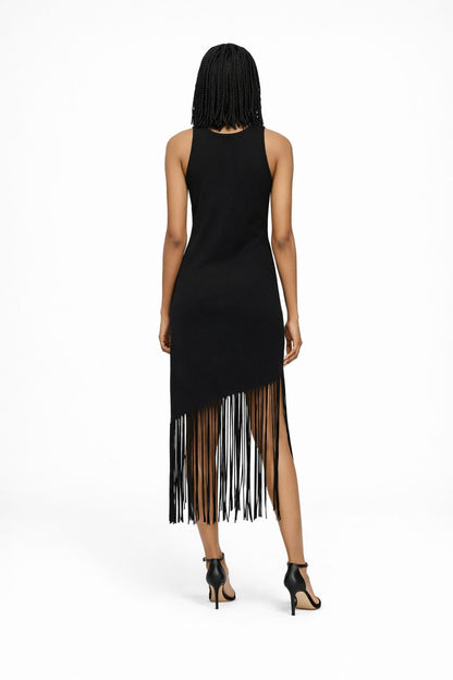 ONLY Asymmetrical Fringe Midi Dress