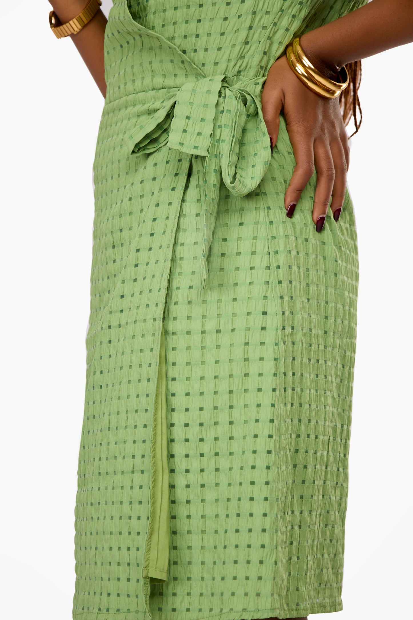 PIECES Ruffled Texture Wrap Mini Dress