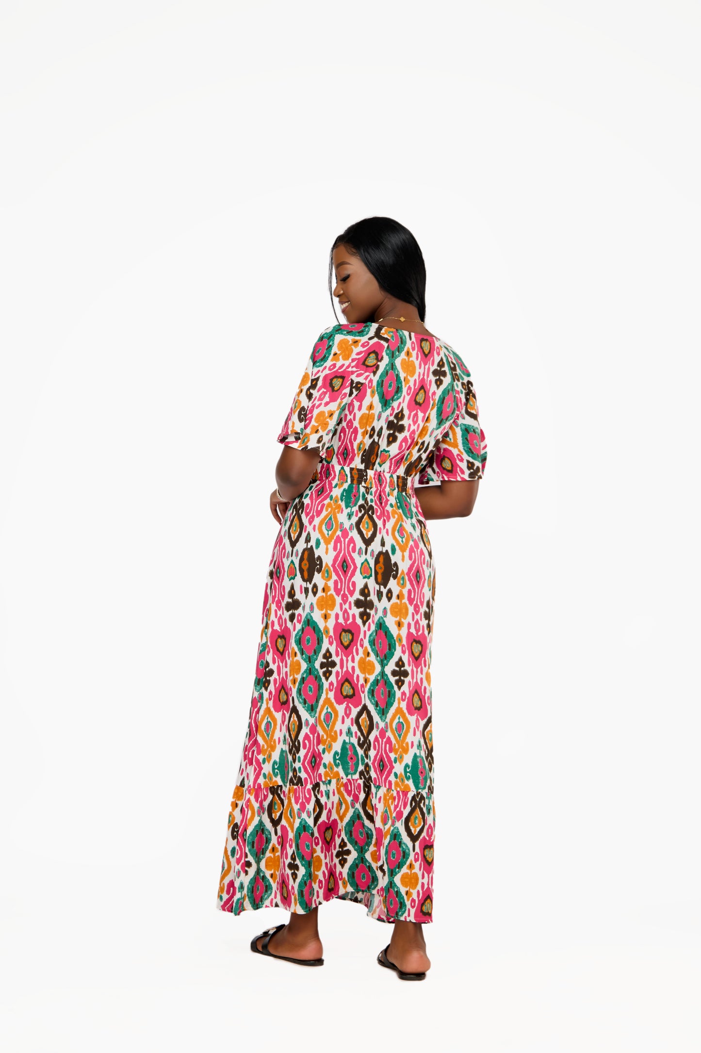 ONLY Vibrant Flutter Sleeve V-Neck Maxi Dress