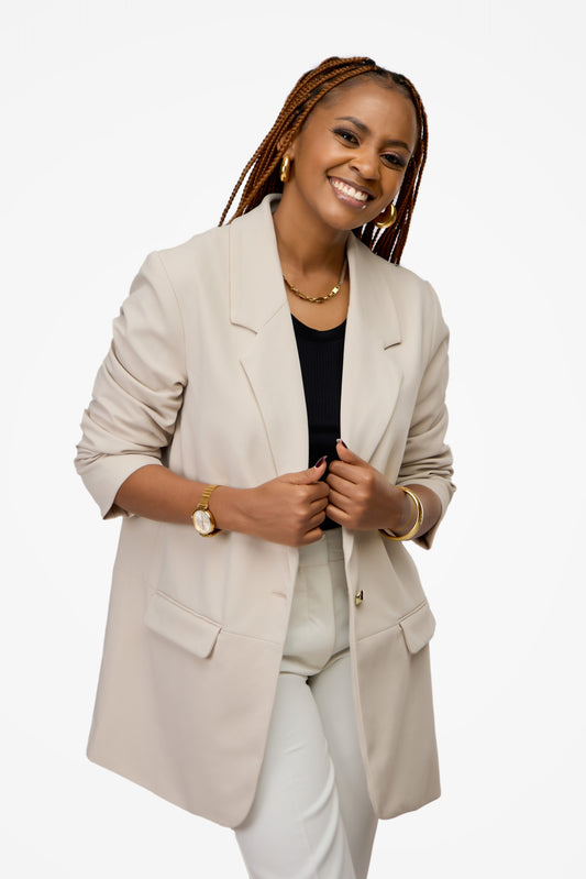 RESERVED Ruched Sleeve Blazer
