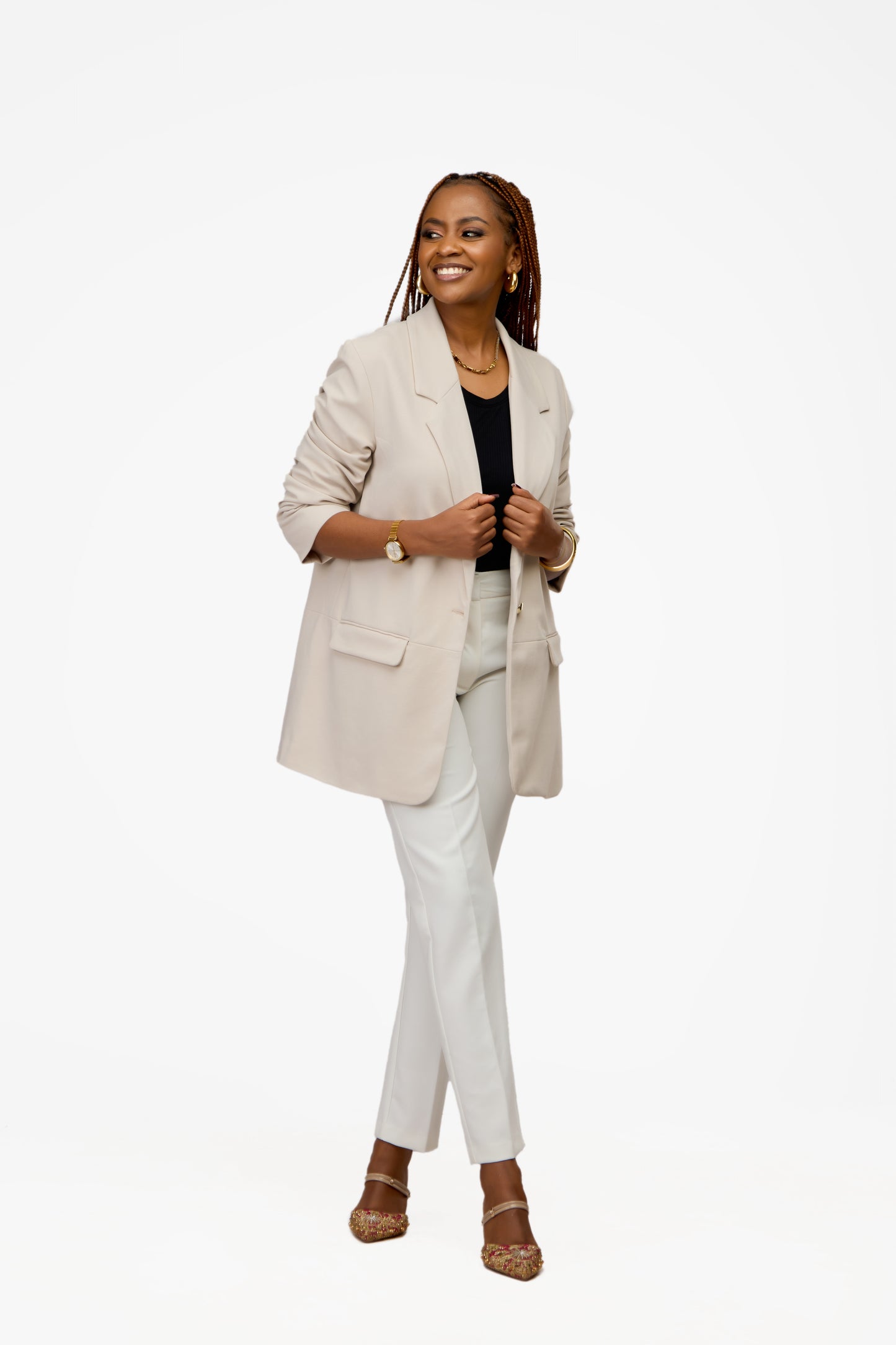 RESERVED Ruched Sleeve Blazer