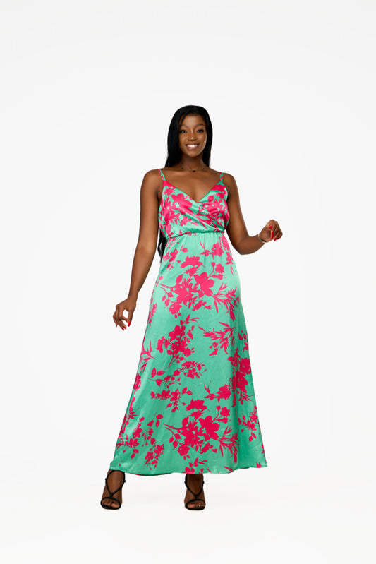 ONLY  Floral Satin Halter Maxi Dress