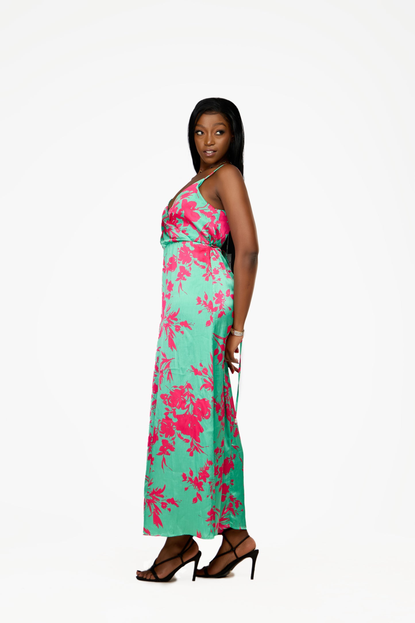 ONLY  Floral Satin Halter Maxi Dress