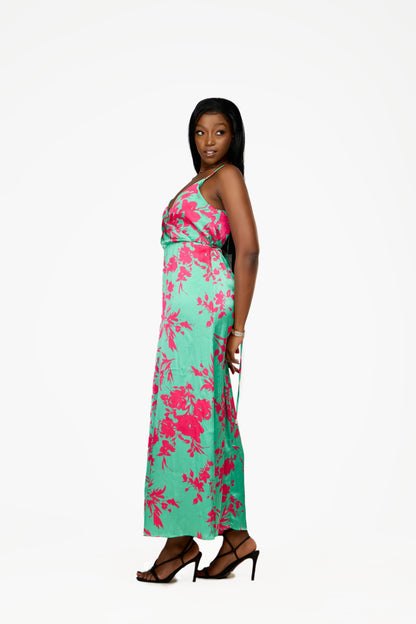 ONLY  Floral Satin Halter Maxi Dress