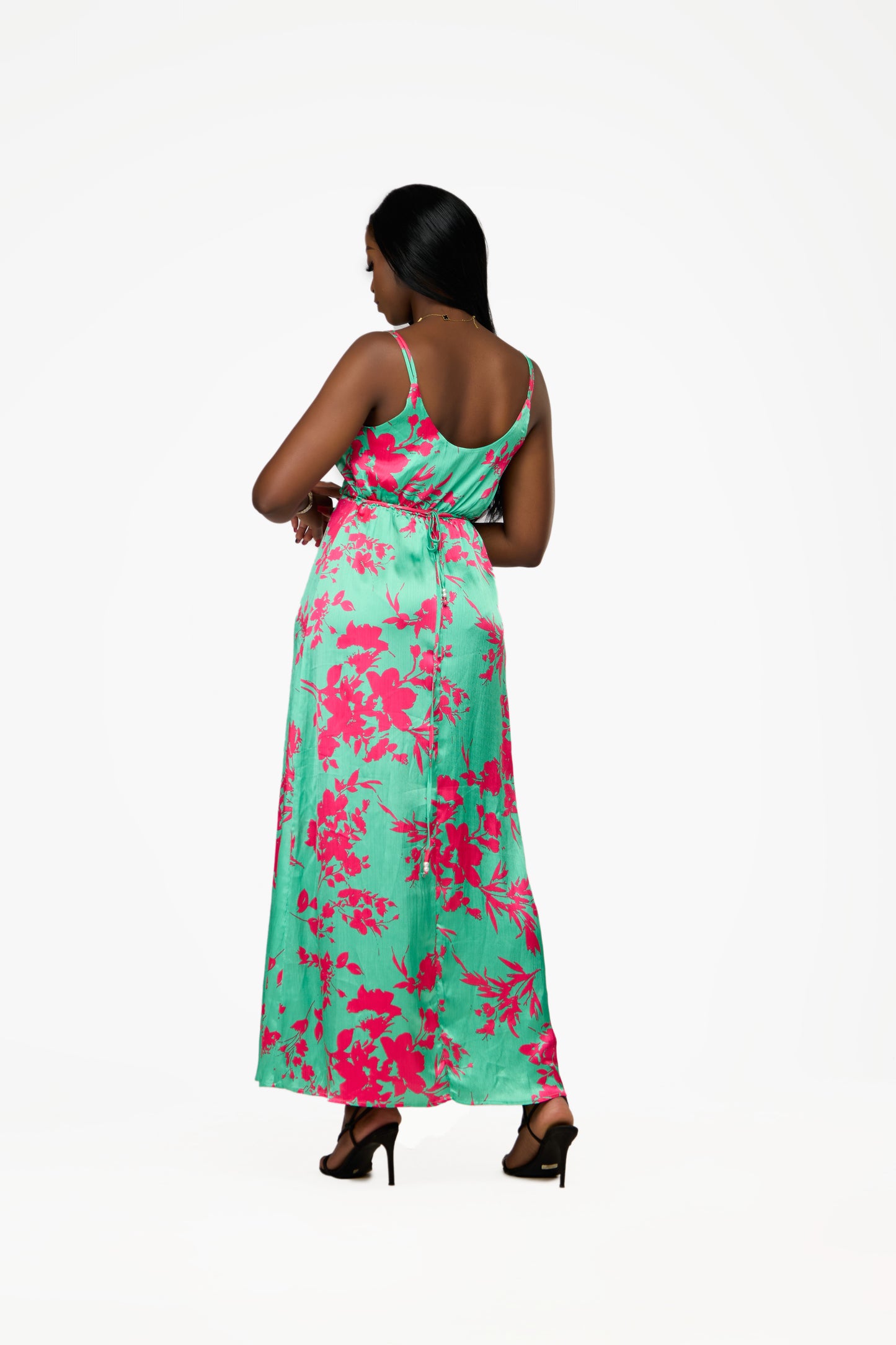 ONLY  Floral Satin Halter Maxi Dress