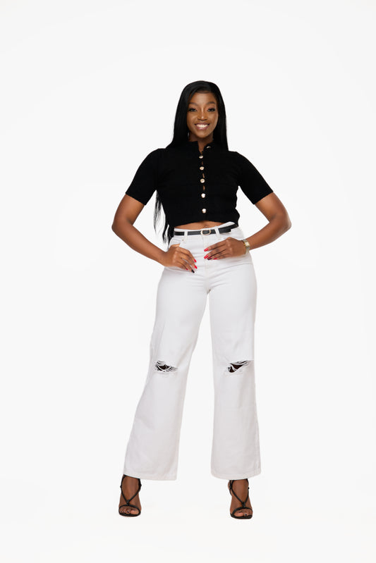 Sinsay Wide Leg Ripped Jeans