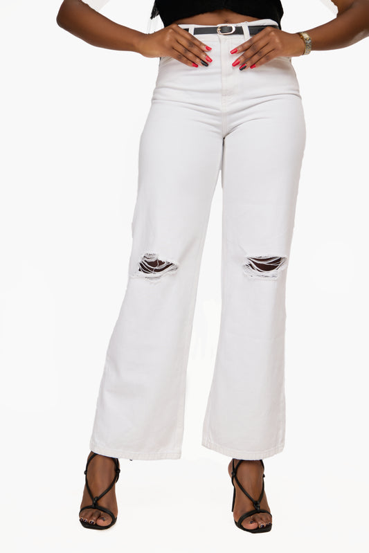 Sinsay Wide Leg Ripped Jeans