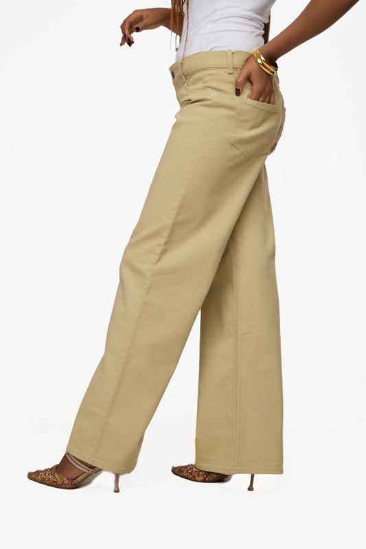 H&M Army Green Straight-Leg Jeans