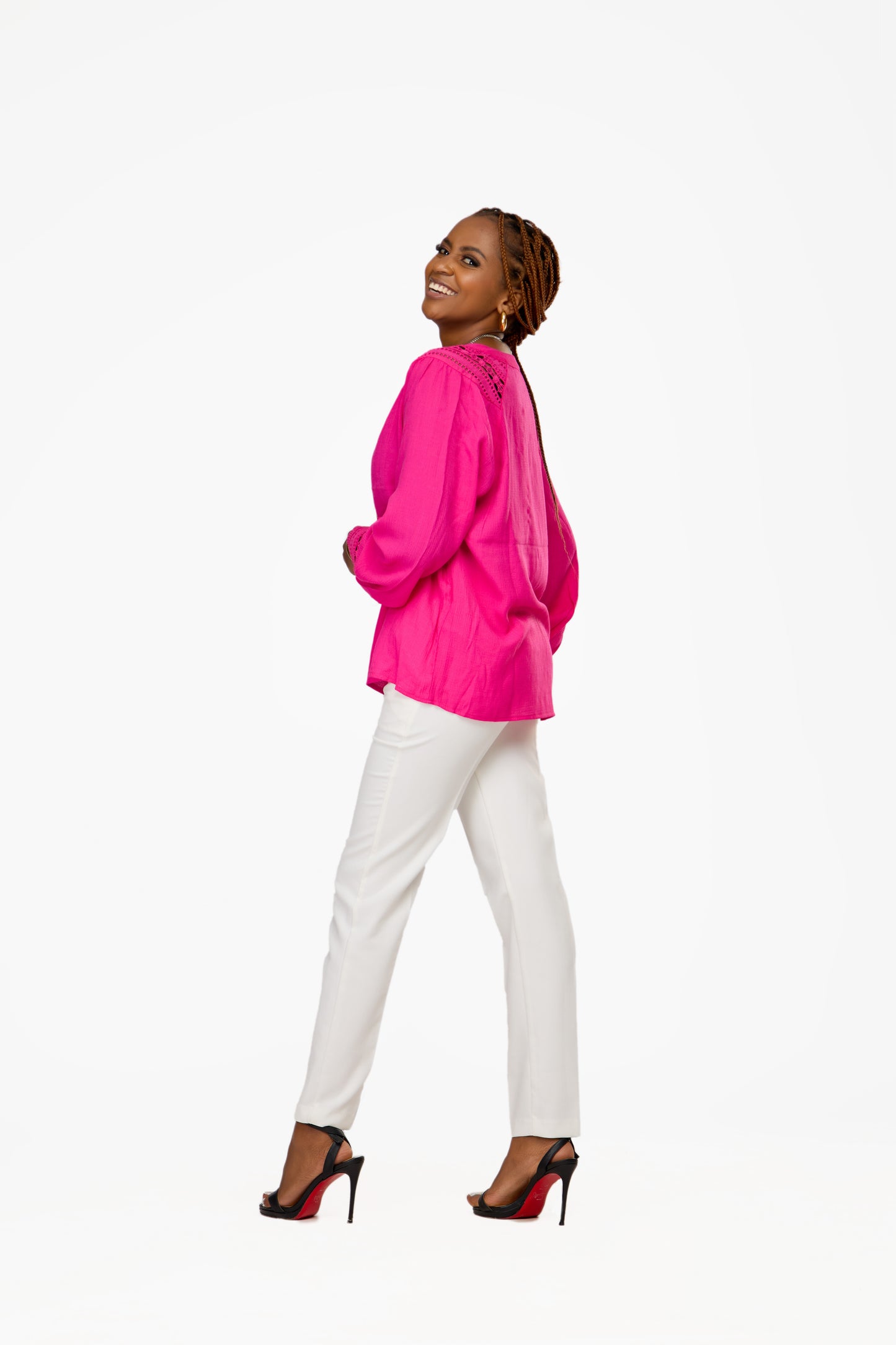 VILA V-Neck Long Sleeve Lace Top