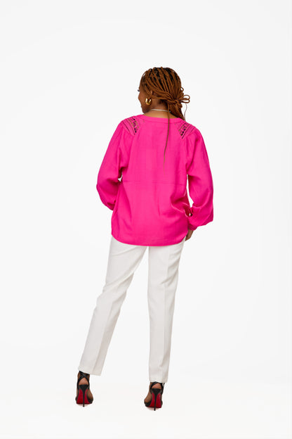 VILA V-Neck Long Sleeve Lace Top