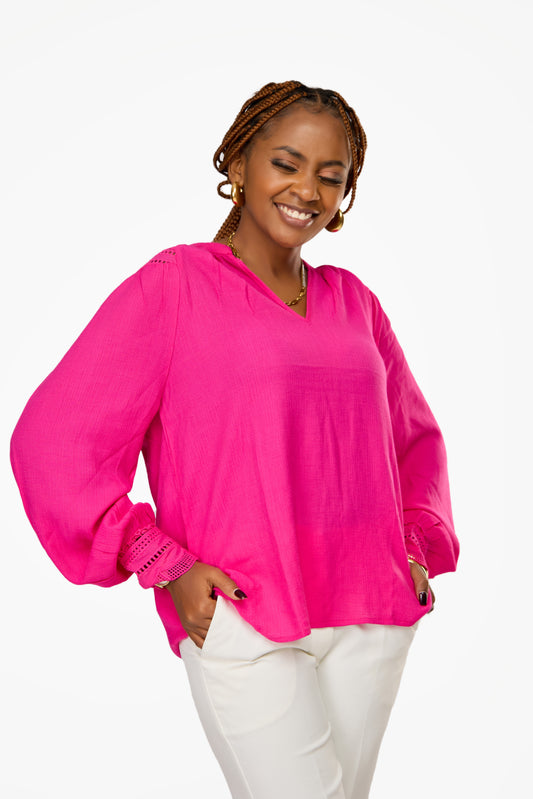 VILA V-Neck Long Sleeve Lace Top