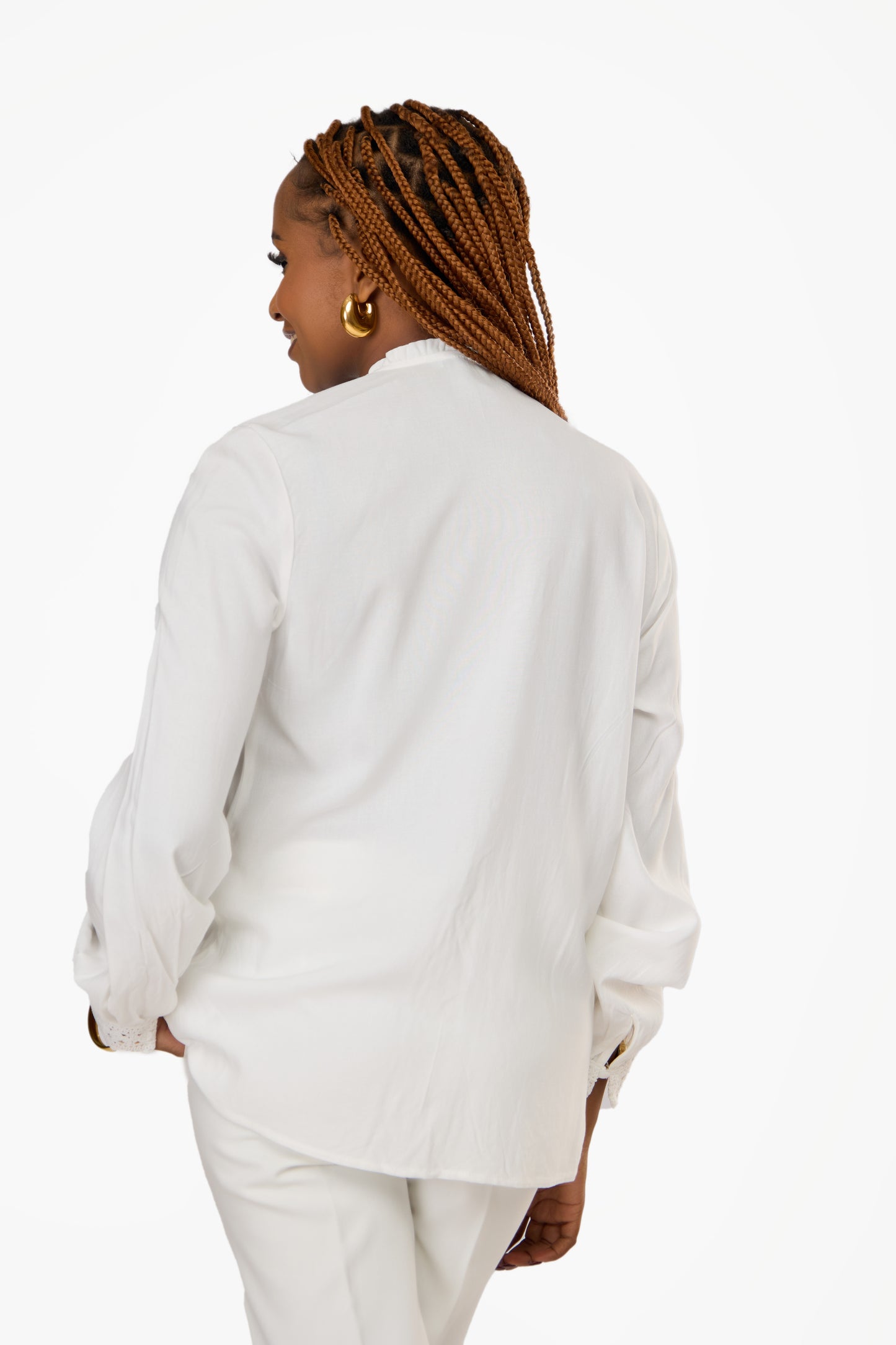 MOHITO Ruffle Neck Lace Detail Blouse