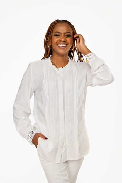 MOHITO Ruffle Neck Lace Detail Blouse