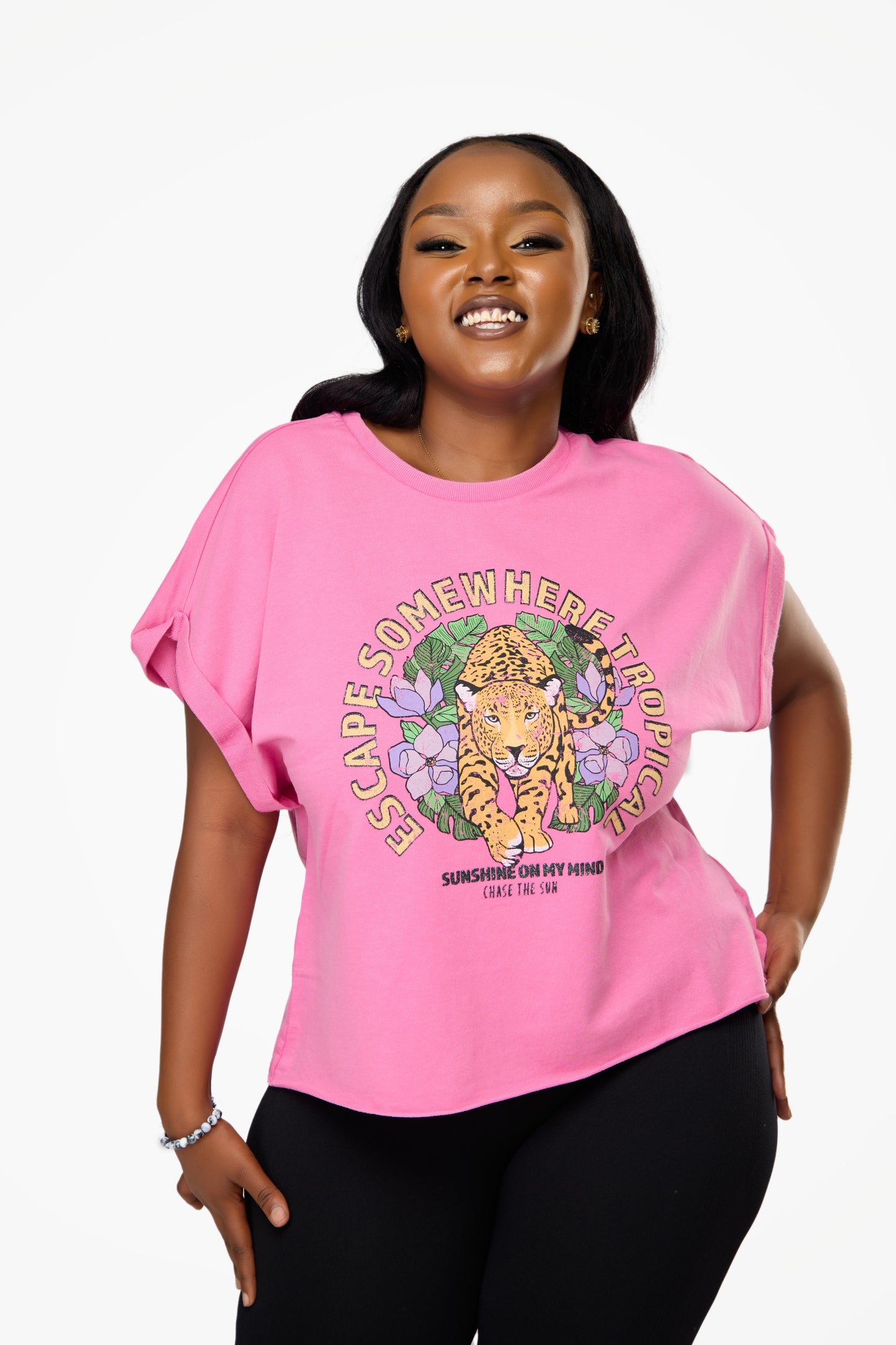 ONLY Lucinda Short Sleeve Tropic Box Sweatshirt