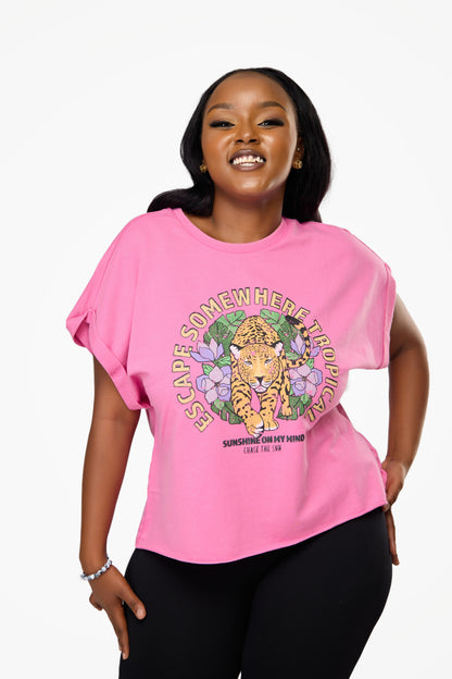 ONLY Lucinda Short Sleeve Tropic Box Sweatshirt