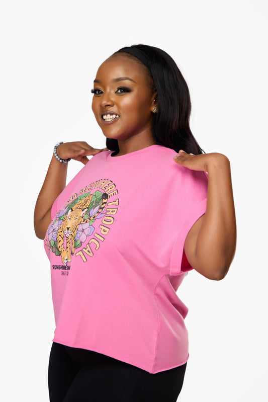 ONLY Lucinda Short Sleeve Tropic Box Sweatshirt