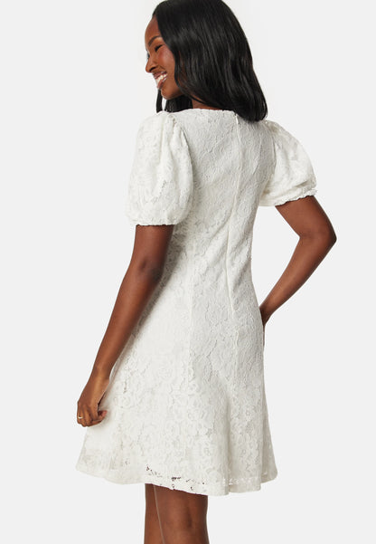 VILA Floral Lace Puff Sleeve Mini Dress