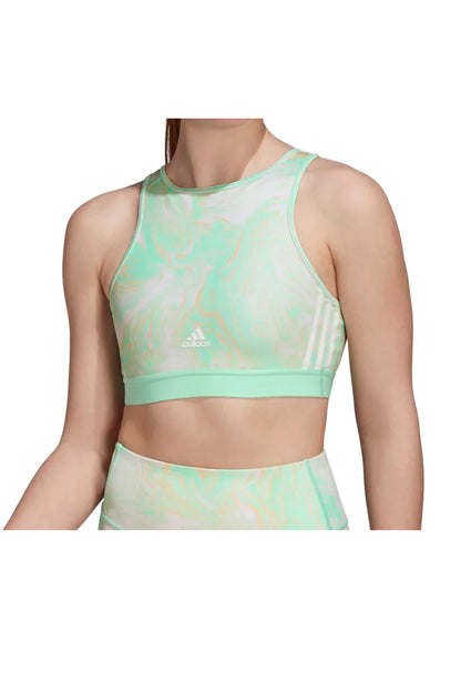 Adidas High Neck Marble Print Sports Bra