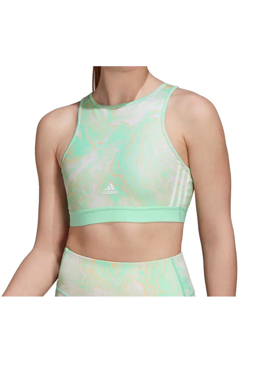 Adidas High Neck Marble Print Sports Bra