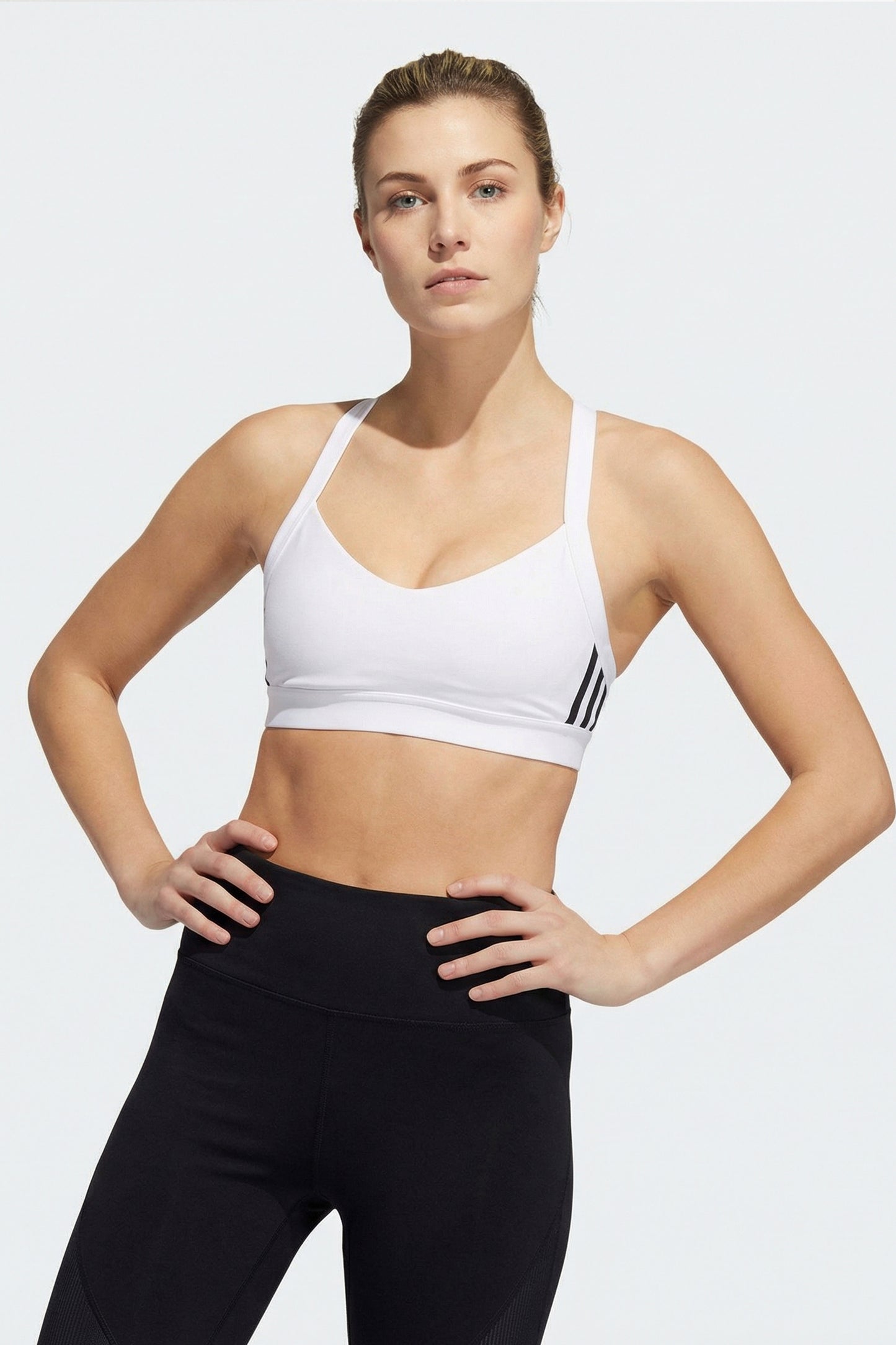 Adidas White & Black Racerback Sports Bra