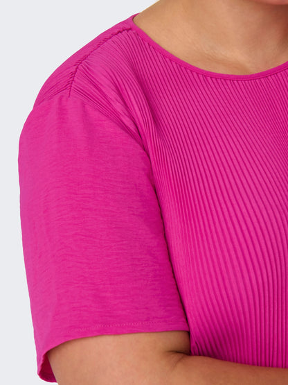 ONLY Round Neckline Textured Pleated Mini Dress