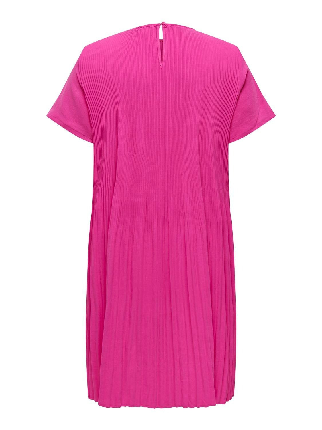 ONLY Round Neckline Textured Pleated Mini Dress