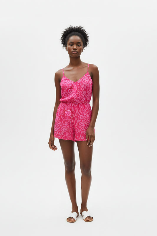 VERO MODA Vibrant Tie-Dyed V-Neck Playsuit with Pockets