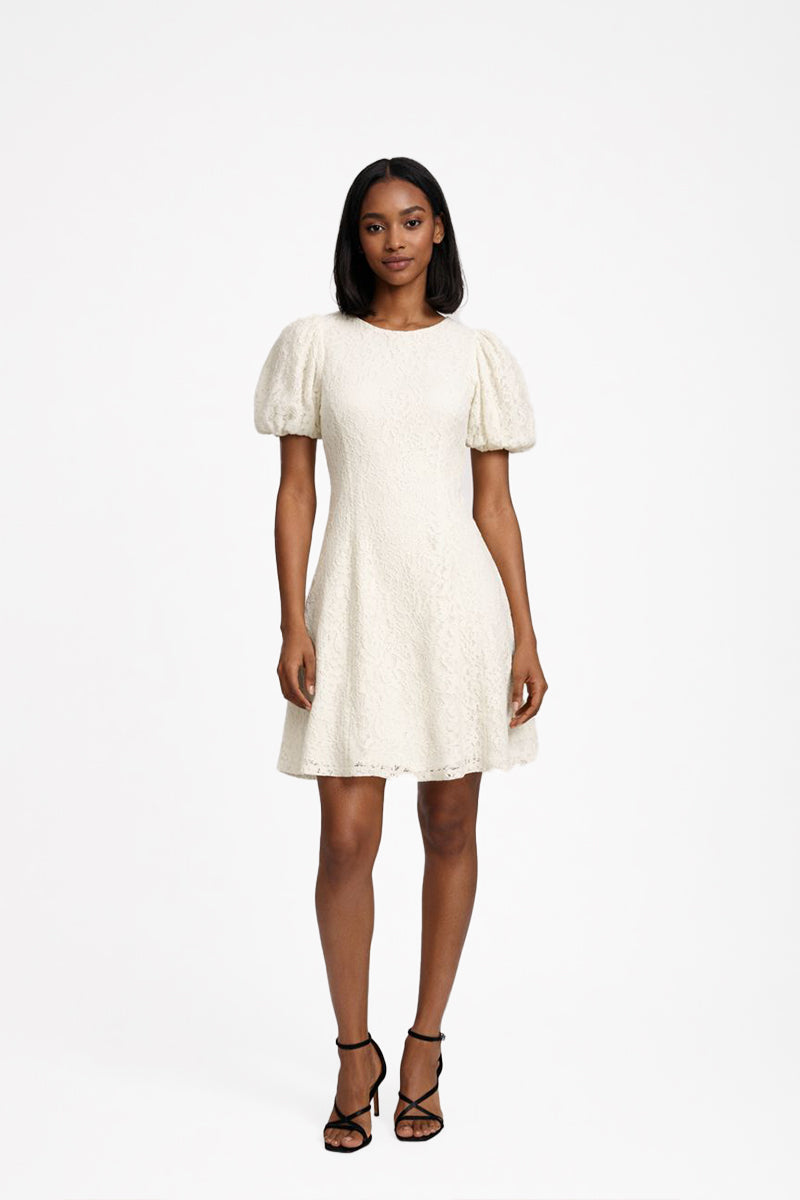 VILA Floral Lace Puff Sleeve Mini Dress