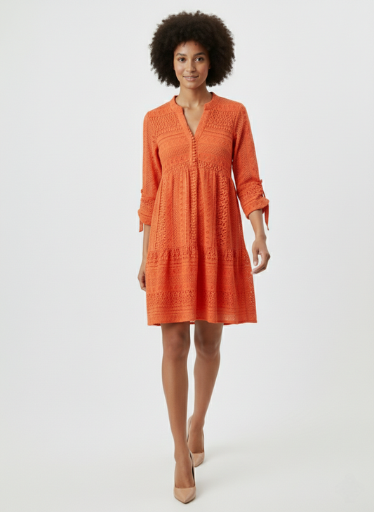 VERO MODA Lace 3/4 V-Neck Dress
